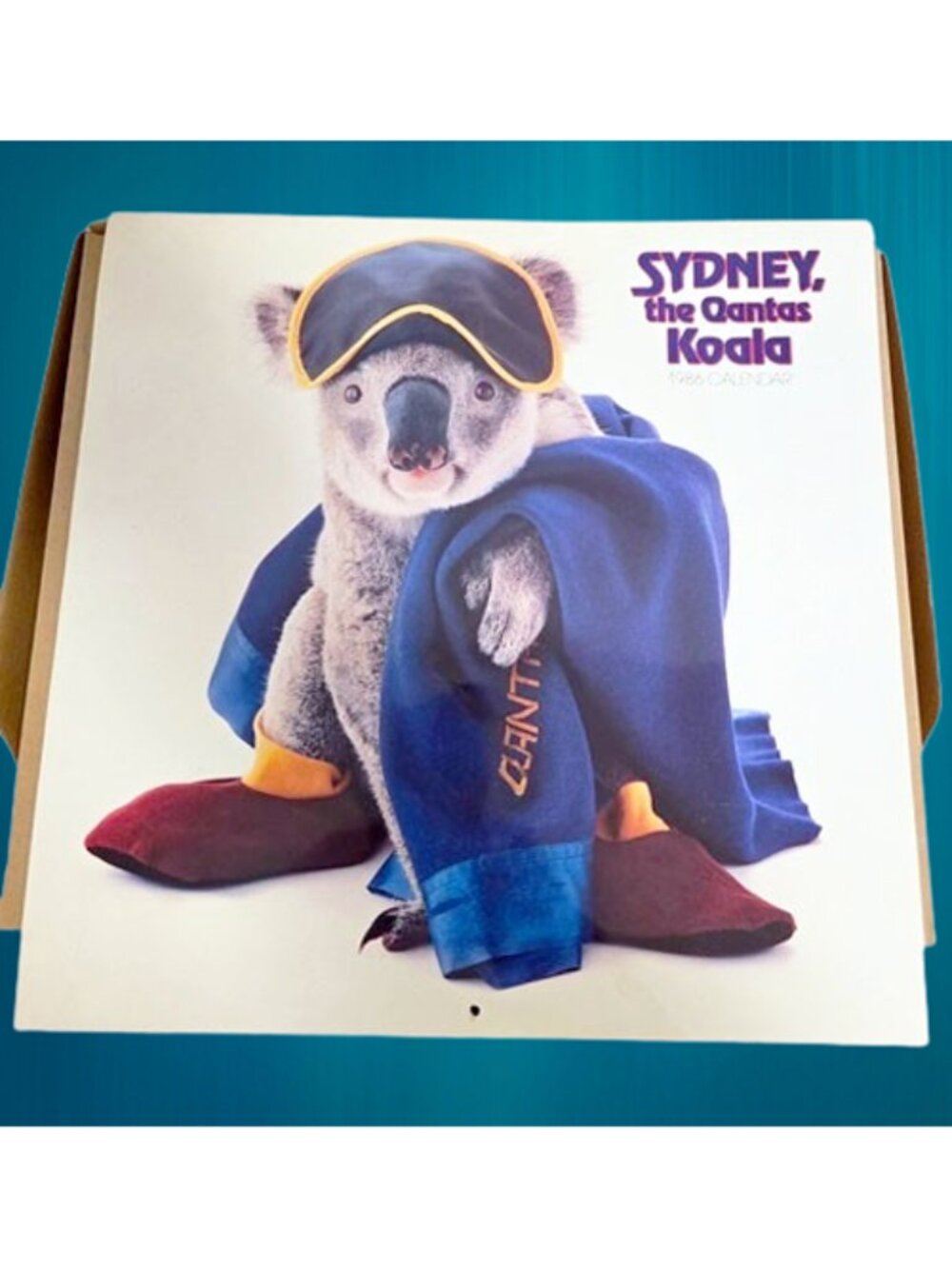 Qantas Sydney the Koala Calendar 1986 Vintage 80s Australia Airline Art Cute!